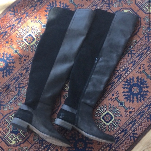 Free People Sixtyseven MTNG otk over the knee cowboy boot western leather black - Picture 3 of 4